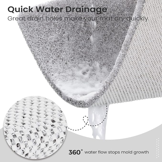 Nonslip Bathtub Mat, Anti Slip Bath Mat 0.6" Extra Thick, Quick Dry Bath Tub Anti Slip Shower Mat, Loofah Non-Slip Bath Mat for Tub Bathroom Pool Kitchen Entryway Home Hotel(Light Gray 16x27)