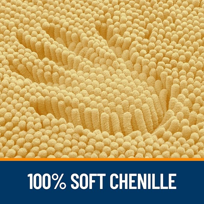 OLANLY Large Bathroom Rugs 40x24, Extra Soft Absorbent Chenille Bath Rugs, Rubber Backing Quick Dry, Machine Washable Bath Mats for Bathroom Floor, Tub and Shower, Home Decor Accessories, Yellow