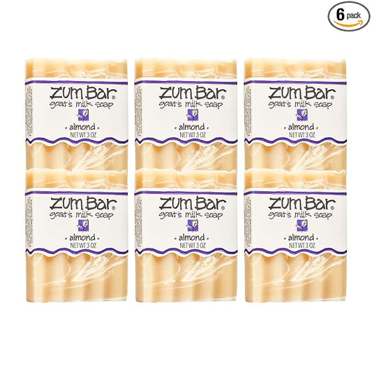 Zum Indigo Wild Goat's Milk Soap Bar - Bar Soap for Hands & Body Made with Essential Oils - 3 oz - Almond (6 Pack)