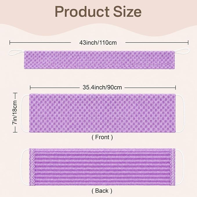 Yiclick Dual-Textured Exfoliating Washcloth Towel - Back Scrubber for Use in Shower Bath, Exfoliating Body Scrubber Exfoliator, Japanese Exfoliate Loofah Lufa Sponge Wash Cloth for Women Men