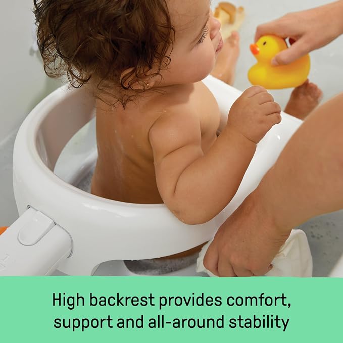 Ingenuity My Bath Seat for Sit-Up Baby Bathing, Sure & Secure Suction Cups, ASTM Safety Tested & Approved, Backrest for Assisted Sitting, Easy Setup & Storage, Aqua