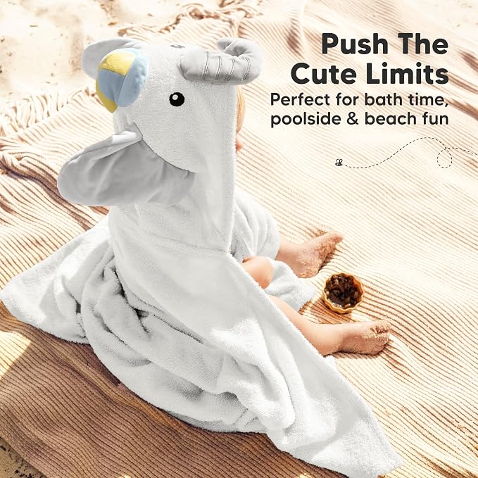 KeaBabies Organic Baby Towel with Hood for Girls, Boys, Soft (Ethan) | Absorbent 100% Cotton Hooded Baby Towels for Newborns, Infants, Large Hooded Bath Towels for Babies, Kids, Toddler 1-3