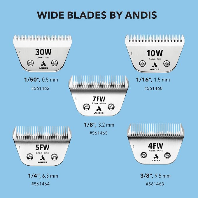 Andis 561460 ceramicEDGE Detachable Wide Blade #10W – Carbon Steel Pet Clipper Blade, Fine Tooth, Professional Grooming Performance