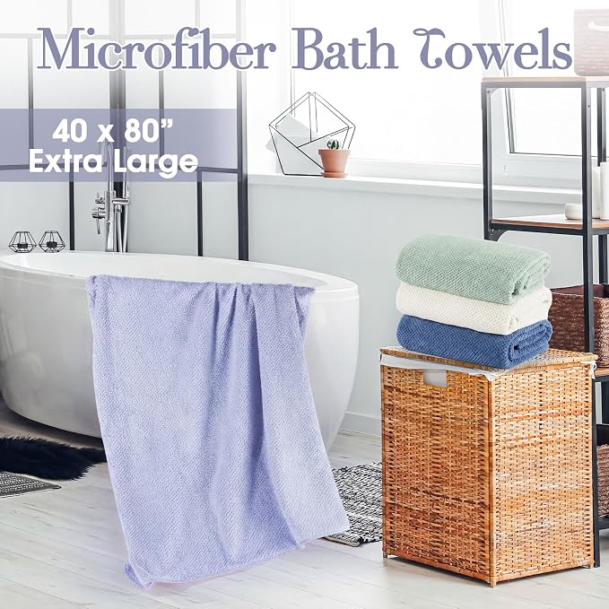 Newwiee 4 Pcs Oversized Bath Towels 40'' x 80'' Extra Large Bathroom Sheet Towels for Adults Quick Dry Soft Absorbent Fluffy Microfiber Shower Sheet for Fall Decor Spa Beach Hotel(Fresh Colors)