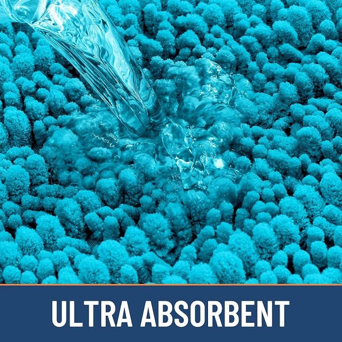 Smiry Bathroom Rugs Mat 36x24, Extra Soft Absorbent Chenille Bath Rugs, Non Slip Rubber Backing Machine Washable Quick Dry Bath Mats for Bathroom Floor, Tub, Shower, Home Decor Accessories, Aqua Sky