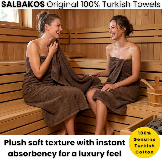 SALBAKOS 2-Piece 100% Turkish Cotton Extra Large Bath Towel 35x70 inch | Premium Hotel Quality Bath Sheet Towels | Thick, Soft, Absorbent, Oversized Bath & Beach Towels (Chocolate, 2 Bath Sheets)