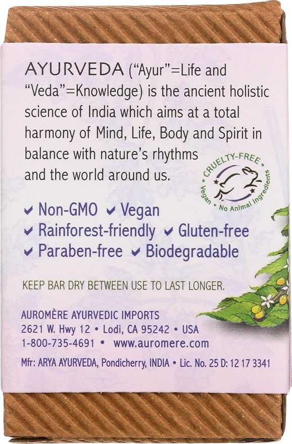 Auromere Ayurvedic Bar Soap, Himalayan Rose - Eco Friendly, Handmade, Vegan, Cruelty Free, Natural, Non GMO (2.75 oz), 4 pack