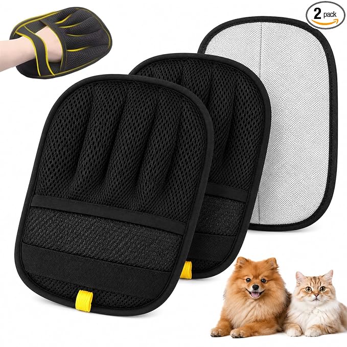 Upgraded Pet Hair Removal Gloves for Cats & Dogs, Electrostatic Five-Finger Pet Hair Remover Gloves, Reusable Magic Brush Pet Hair Removal Tool for Laundry, Carpet, Car Seat, Clothing for Effortless