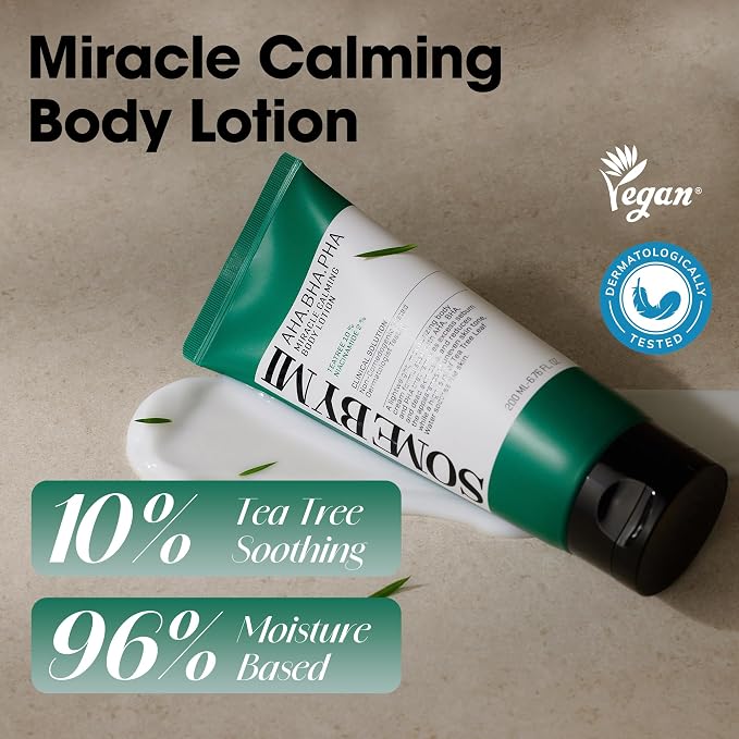 SOME BY MI AHA BHA PHA Miracle Calming Body Lotion, 6.76 oz – Salicylic Acid Exfoliating Body Moisturizer for Dry & Rough Skin – Daily Hydration with Centella Asiatica & Tea Tree – Korean Skin Care