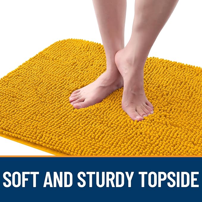 OLANLY Dog Door Mat for Muddy Paws 70x35, Absorbs Moisture and Dirt, Absorbent Non-Slip Washable Doormat, Quick Dry Chenille Mud Mat, Entry Indoor Entryway Carpet for Inside Floor, Golden Yellow