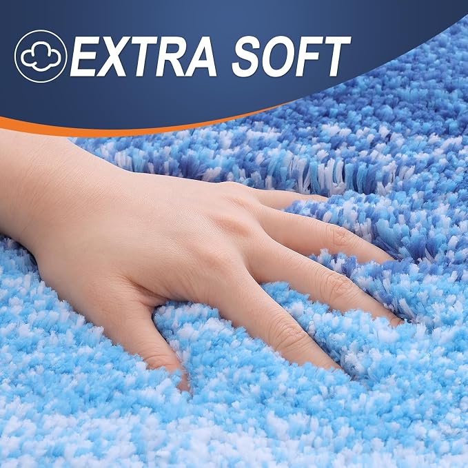 OLANLY Large Bathroom Rugs Mat 54x24, Extra Soft Absorbent Microfiber Bath Rugs, Rubber Backing, Quick Dry, Washable Bath Mats for Bathroom, Tub and Shower, Home Decor Accessories, Light Royal Blue