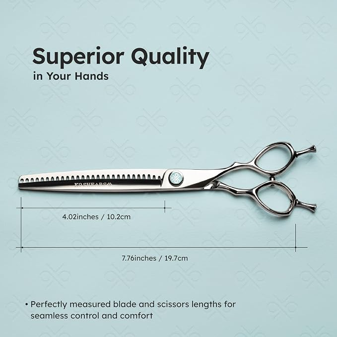 8” Dog Grooming Chunker Scissors – VG10 Japanese Steel Professional Pet Shears for Cats & Dogs | Fast Hair Release Design | Lightweight, Ergonomic, Handcrafted | Thinning Rate 60-70% | K9 Shears