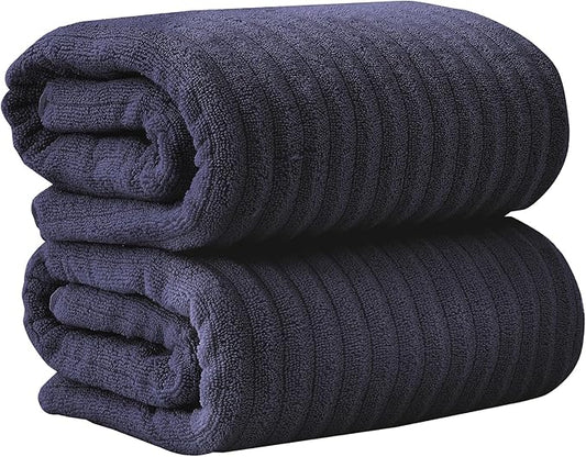 Great Bay Home 2 Pack Bath Sheet Set - 100% Cotton Towel Set - Absorbent & Quick-Dry Towels for Bathroom (Navy Blue)