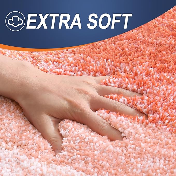 OLANLY Bathroom Rugs Mat 30x20, Extra Soft Absorbent Microfiber Bath Rugs, Rubber Backing, Quick Dry, Machine Washable Bath Mats for Bathroom Floor, Tub and Shower, Home Decor Accessories, Coral