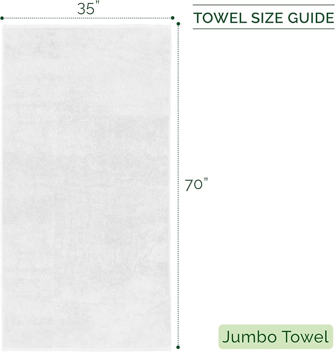 Elegant Comfort Three Line Popcorn Towel Set for Bathroom 35 x 70 inches, Premium Hotel Quality 1-Pack Jumbo Towels, 100% Turkish Cotton, Soft and Durable, Quick Dry and Highly Absorbent, White