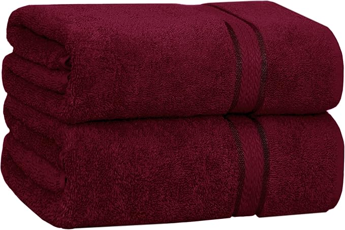 COTTON CRAFT Ultra Soft Bath Sheets - 2 Pack - 35 x 70 - Absorbent Quick Dry Everyday Luxury Hotel Bathroom Spa Gym Shower Beach Pool Travel Dorm -100% Ringspun Cotton - 580 GSM - Easy Care - Burgundy