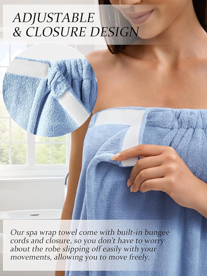 Towel Wrap For Women After Shower，Plush Bath Robe Female，Sauna Spa Wrap Around Towels With Pockets