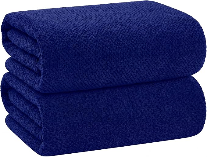 Bath Sheets 40x80 Inches 2-Piece, Extra Large Bath Towels, Soft Absorbent Quick Dry, Microfiber Towels for Bathroom Beach Pool Gym Spa, Navy Blue