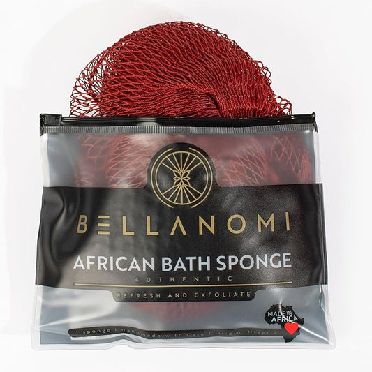 BELLANOMI African Exfoliating Net Sponge, Authentic, Ethically sourced from Nigeria, 45 inches Long, Back Scrubber for Daily use (Copper Brown)