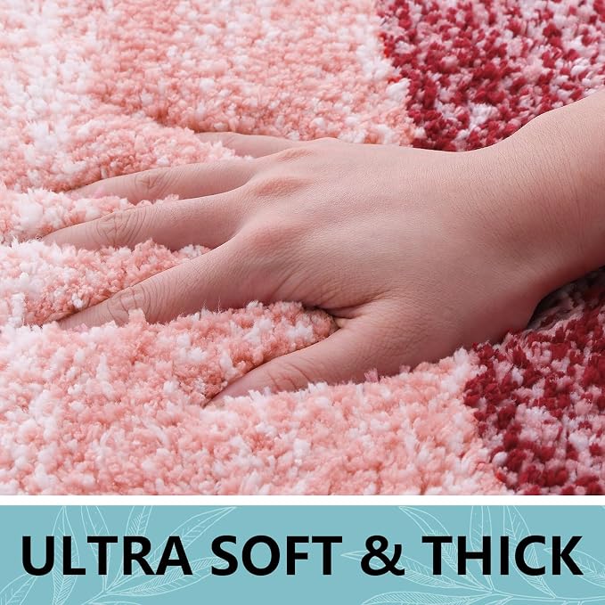 Arotive Microfiber Bathroom Rugs, Shaggy Soft and Absorbent Bath Rug, Thick Plush Machine Washable Dry Bath Mats for Bathroom, Tub and Shower, 47x20, Burgundy, Rectangular