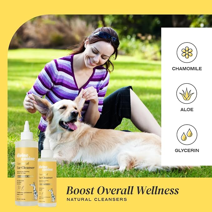 Dog Ear Cleaner - Ear Wash Solution & Wax Drops - 8 Fl Oz