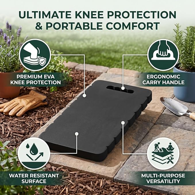 Milltrip Garden Kneeler,Knee Pads for Gardening,Garden Kneeing Pad, Kneeling Mat for Exercise & Yoga, Bath Kneeler for Baby Bath, Knee Pad for Work, Floor EVA Pad 17.8x8.2x0.9in(Black)