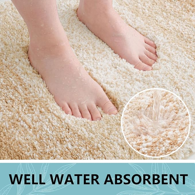 Arotive Microfiber Bathroom Rugs, Shaggy Soft and Absorbent Bath Rug, Thick Plush Machine Washable Dry Bath Mats for Bathroom, Tub and Shower, 59x17, Beige, Rectangular