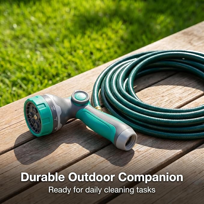 Garden Hose Nozzle, Thumb Control Water Hose Nozzle with 10 Spray Patterns, Slip Resistant High Pressure Sprayer Nozzle for Plants & Lawns Watering, Car Wash and Pet Shower, Friend for Older-Green