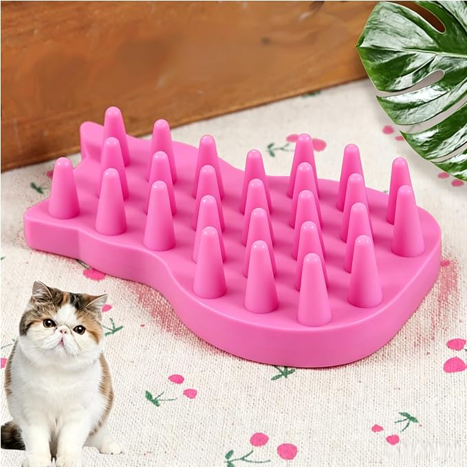Pet Bath & Massage Brush,Pet Grooming Brush,Soft Rubber Scrubber for Brushing,Massaging,Bathing,Shampooing and Reducing Hairballs (Pink, Style 1)