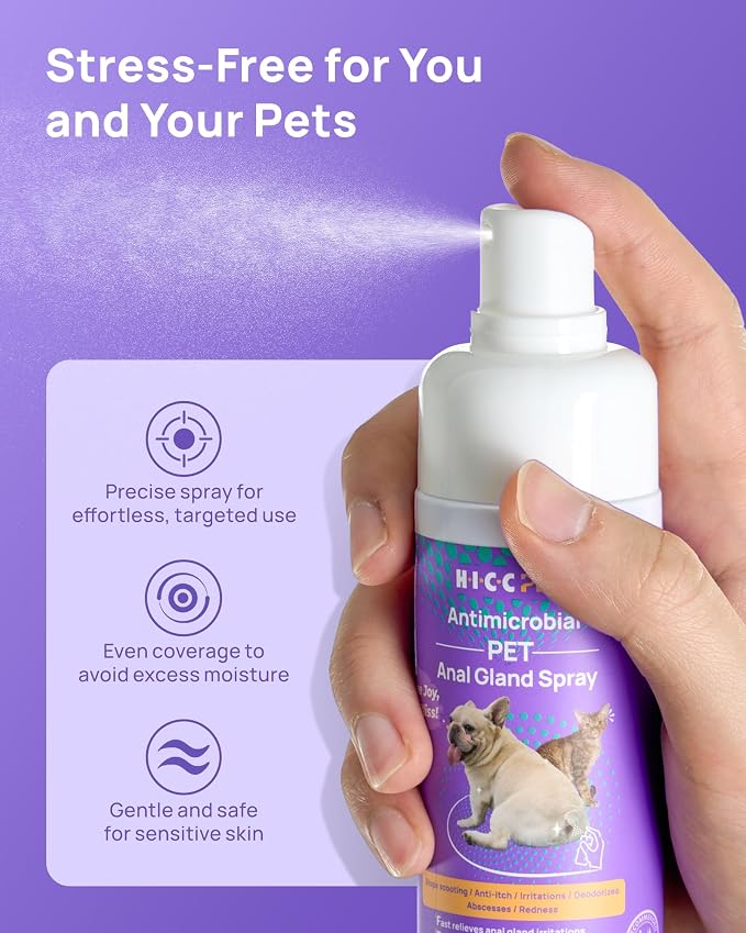 HICC PET Anal Gland Spray 4 oz, Freshens and Removes Odors, Maintains Cleanliness, Gentle Formula for Sensitive Skin