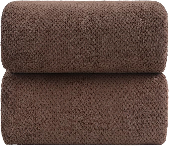 YTYC Towels,39x78 Inch Oversized Bath Sheets Towels for Adults Luxury Bath Towels Extra Large Sets for Bathroom Super Soft Highly Absorbent Microfiber 80% Polyester (Brown,2 Piece)