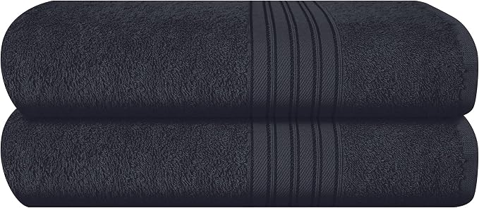 BOUTIQUO Cotton 2 Pack Bath Towel Set 28x55, Eco-Friendly Large Bath Towels, Compact Quickdry Lightweight Soft & Highly Absorbent Bath Towel, Ideal for Everyday Gym Travel Camp Pool - Charcoal Grey