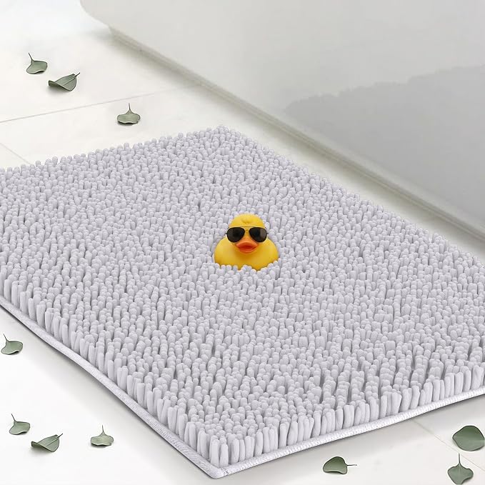 Small Chenille Bath Mats 22"x14", Plush Absorbent Bath Mats Quick Dry, Soft & Machine Washable, Non Slip Carpet for Bathroom, Thick Bathroom Rugs, Shower Restroom Rug Mat, Alfombras De Bano, Bathrugs
