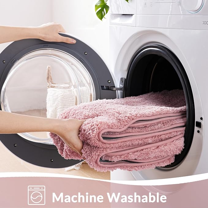 Exclusivo Mezcla Bathroom Rugs Mat 17x24, Extra Soft Non Slip Absorbent Water Microfiber Bath Rugs, Machine Washable Quick Dry Bath Mats, Shower, Home Decor, Solid Pink