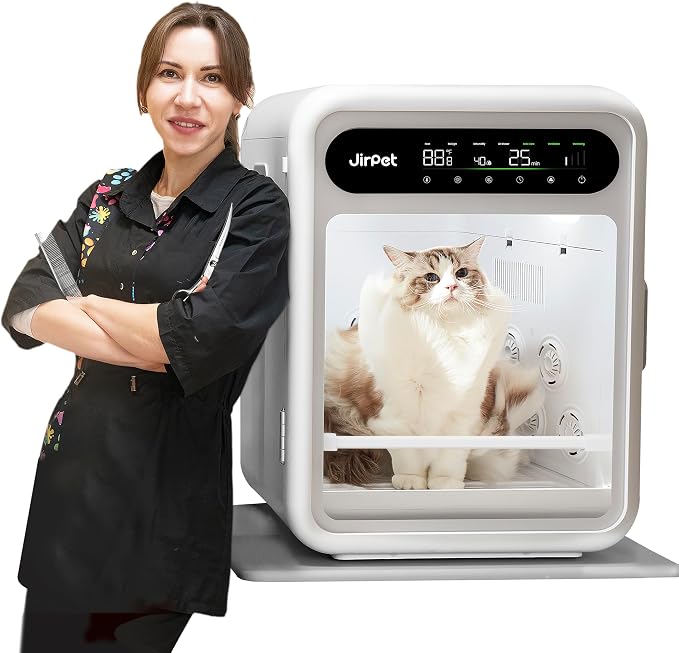 JirPet Pet Dryer Box, Professional Pet Drying with Smart Chip Safety, 75L Dryer Box with Quiet 40dB Drying, Auto Temp & Humidity Control, Strong Airflow for Long Hair Dogs & Cats