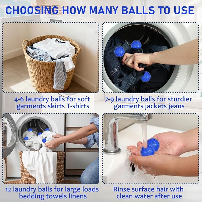 Pet Hair Remover for Laundry, Washing Machine Fur Catcher, 12PCS - MGX007 | Effective Cat Dog Laundry Pet Hair Catcher for Clothes, Sheets, Towels, Fleece Blankets, Won’t Damage Fabric 12PCS