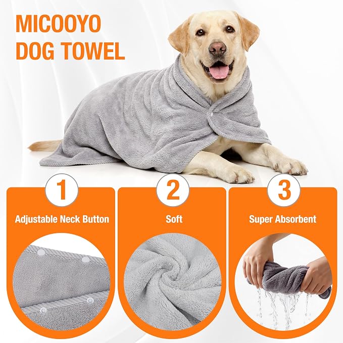MICOOYO Dog Towel, Microfiber Dog Towels for Drying Dogs Large, 27.5x35.5, Super Absorbent Microfiber Pet Towel, Quick Dry Dog Bathing Supplies for Grooming