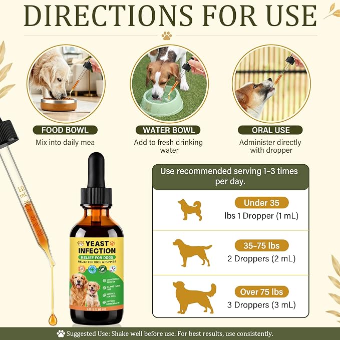 2-Pack Ear Drops for Dogs Yeast Infection - Soothing Itch Relief for Smelly Ears, Irritated Skin & Paw Licking | Gentle Ear Cleaner for Dogs | Supports Ear Health & Yeast Balance