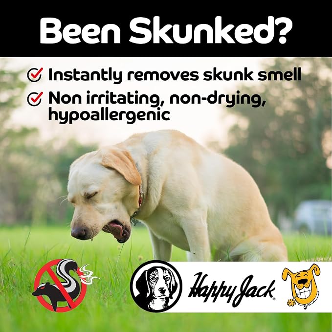 HAPPY JACK Mephidide Anti-Skunk Shampoo for Dogs & Cats, 16 oz | Powerful Pet Odor Eliminator, Skunk Smell Removal, Deodorizing Grooming Shampoo, Safe for Coat & Sensitive Skin, For Home Use