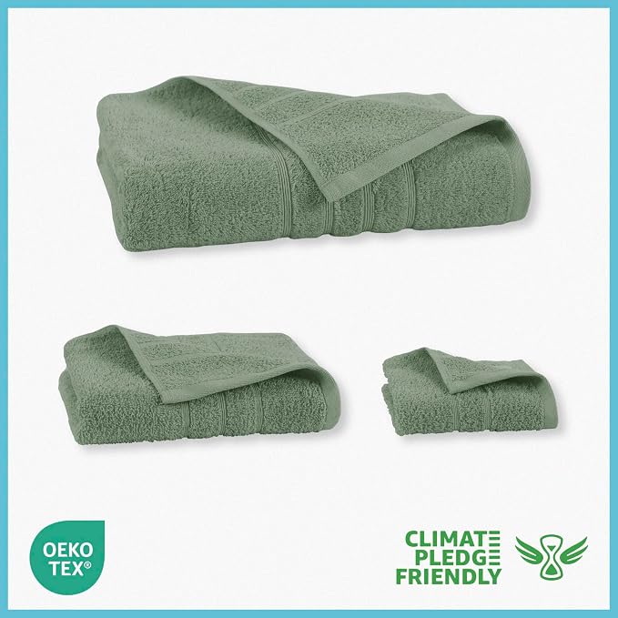 Martex Ultimate Performance 6-Piece Towel Set, Sage | 100% Cotton, Supersoft & Absorbent, Low-Linting, Easy Care, Versatile, 2 Bath Towels, 2 Hand Towels, 2 Wash Cloths