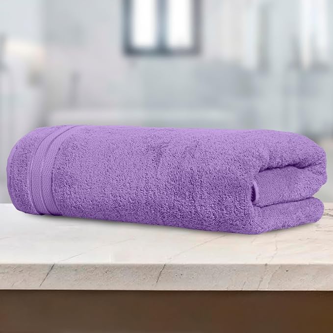 Elegant Comfort Three Line Popcorn Towel Set for Bathroom 35 x 70 inches, Premium Hotel Quality 1-Pack Jumbo Towels, 100% Turkish Cotton, Soft and Durable, Quick Dry and Highly Absorbent, Lavender