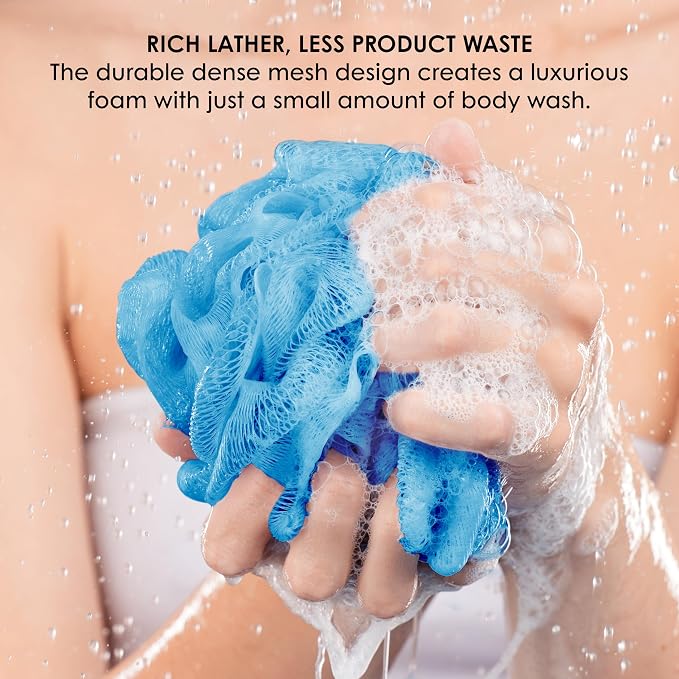 4 Pack Muti Color Bath Loofah Sponge 60g Shower Mesh Ball - Exfoliating Body Scrubber for Men & Women - Durable Shower Puff Bath Loofa for Soothe Skin Accessories - Soft Body Scrub Lufas for Women
