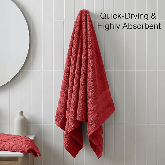 RIVERSIDE Pack of 2 Extra Large Bath Sheets 35 x 70 Inches, 100% Ring Spun Cotton, Hotel Quality, Oversized Bath Towels for Adults, Soft, Highly Absorbent & Quicker to Dry, Red