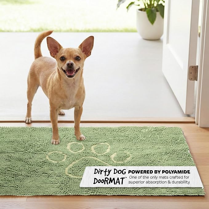 Dog Gone Smart Dirty Dog Doormat - Fast Drying Rug for Dogs - Plush Dog Mat with Super Gripper Backing for Clean Floors - Absorbent Microfiber and Machine Washable Dogs Mat for Muddy Paws - Sage Green