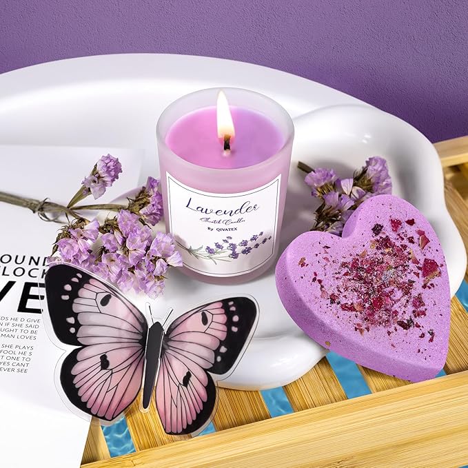 Easter Gifts for Her, Bath Gift Set for Women, Birthday Gifts for Wife Women Sister Mom Auntie Grandma Friends, Relaxing Spa Self Care Lavender Bath Bombs Set﻿