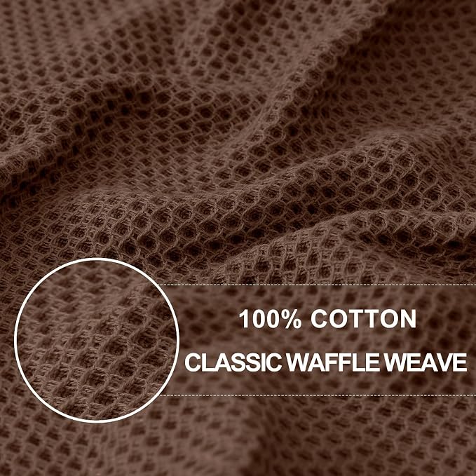 Homaxy 100% Cotton Waffle Weave Kitchen Dish Towels, Ultra Soft Absorbent Quick Drying Cleaning Towel, 13 x 28 Inches, 18-Pack, Coffee