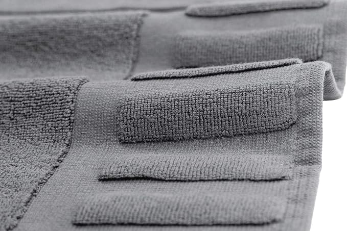 White Classic Luxury Bath Mat Floor Towel Set - Absorbent Cotton Hotel Spa Shower/Bathtub Mats [Not a Bathroom Rug] 22"x34" | 2 Pack | Gray/White