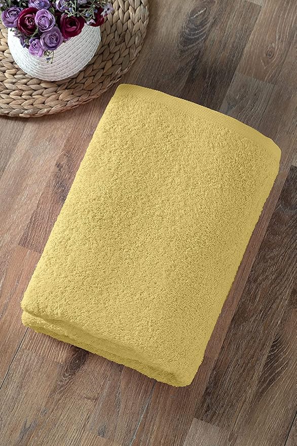 Nine West Oversized Luxury Terry Bath Sheet - Soft, Plush & Dense Extra Large Jumbo Towel Hotel Quality, 6 GSM 1% Turkish Cotton Unisex, Super Absorbent Elegant Yellow, 4x8 Inch