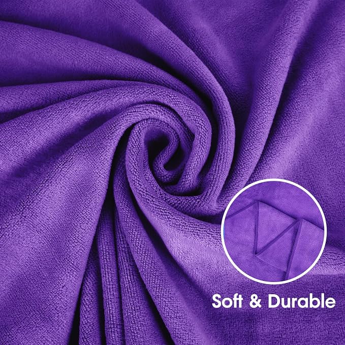 JML Bath Towel, Microfiber Bath Towels Set 6 Pack 30" x 60" - Large Size, Absorbent, Quick Drying as Fitness Towel, Sports Towels, Yoga Towel, Violet