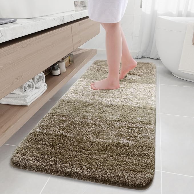 Arotive Microfiber Bathroom Rugs, Shaggy Soft and Absorbent Bath Rug, Thick Plush Machine Washable Dry Bath Mats for Bathroom, Tub and Shower, 70x24, Coffee, Rectangular